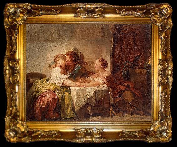 framed  Jean Honore Fragonard Captured kiss, ta009-2